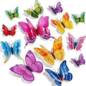 3D Butterfly Wall Decor, 48 Pcs Double Layer Butterfly Decorations